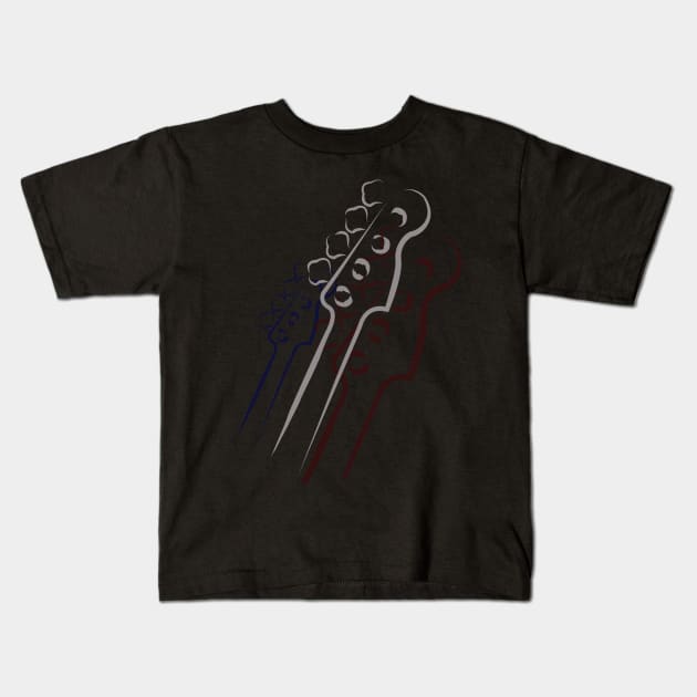 Bass Player Red White and Blue Kids T-Shirt by Mi Bonita Designs